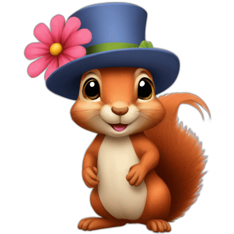 squirrel in a hat with a flower emoji