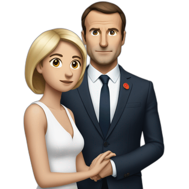 Macron torse nu avec sa tête et sa femme qui le regarde emoji