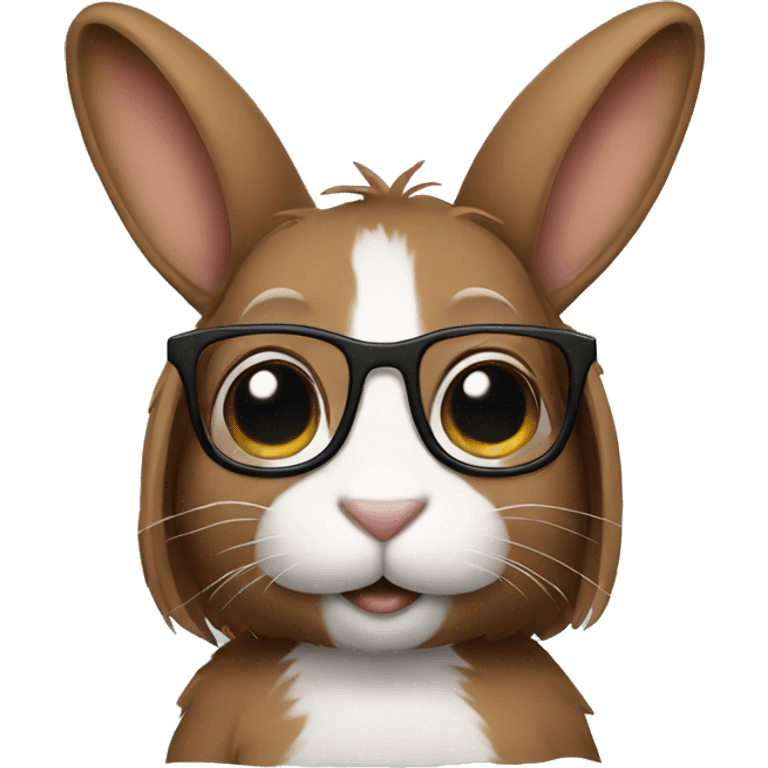  brown bunny with hair and glasses  emoji