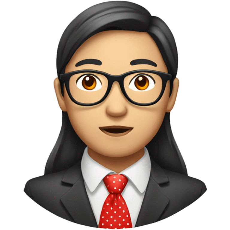 Asian with glasses and red dots emoji