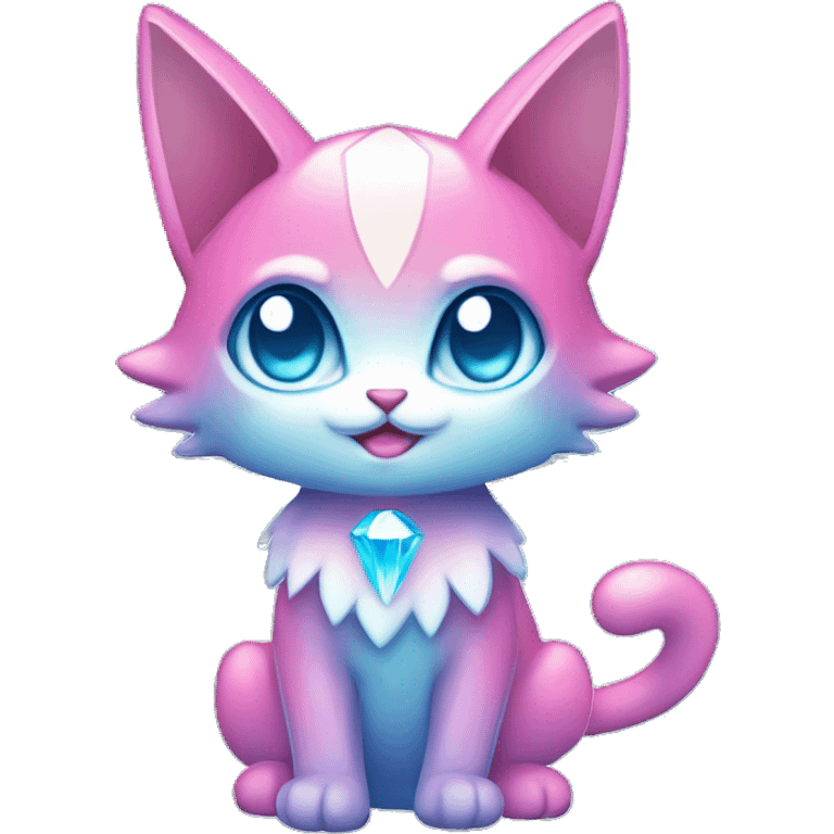 Shiny Pink-Blue-gradient Diamond-Fairy-type-Fakémon-Cat full body emoji