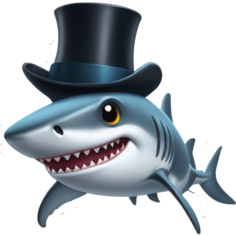 Shark with a top hat emoji