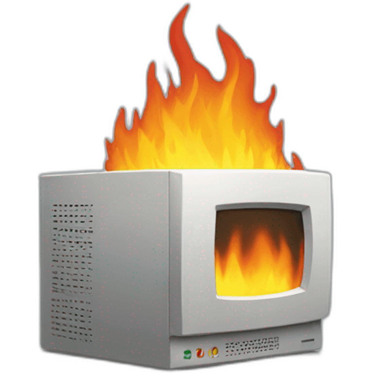 burning computer emoji