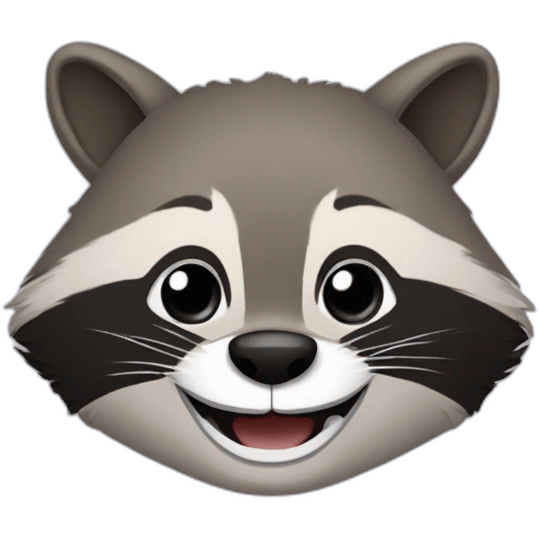 raccoon with a large smile showing teeth emoji