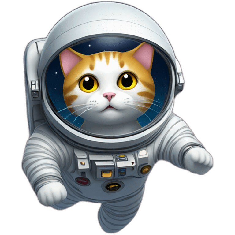 Space cat floating in space with galaxy emoji