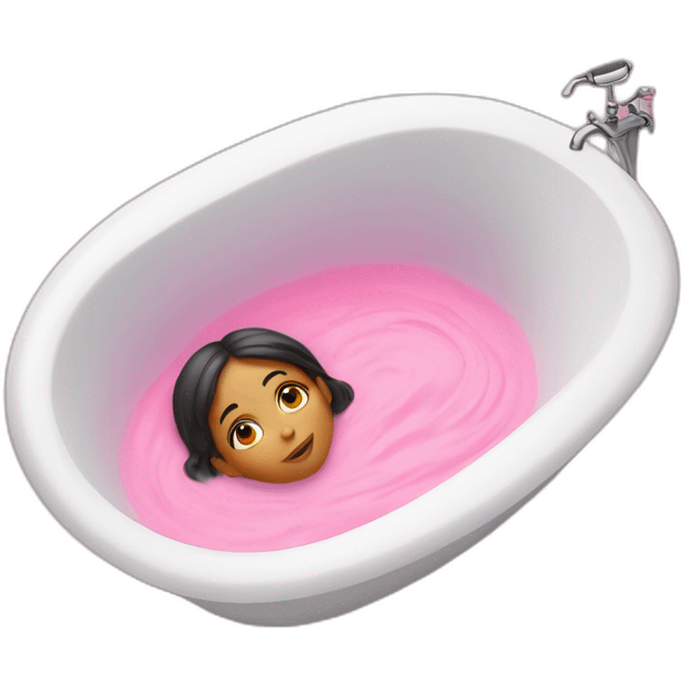 girl lies in a pink bath emoji