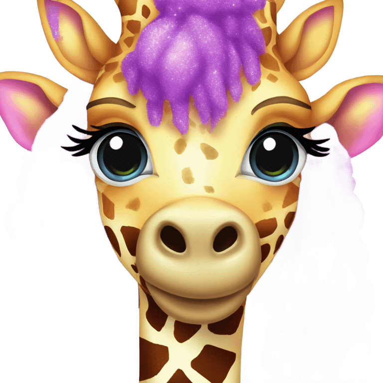 Lisa frank glitter giraffe with eyelashes emoji