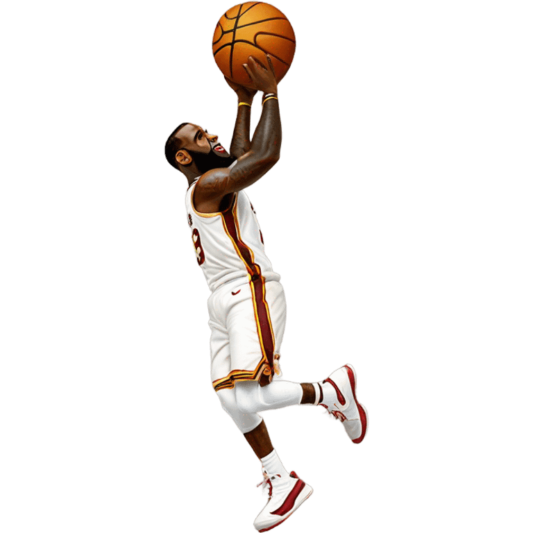 LeBron James dunking a basketball with a giant brown chunk in his back pocket emoji