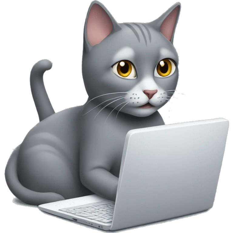 grey cat playing on computer  emoji