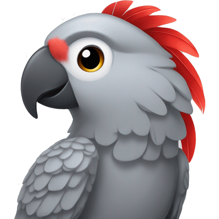 Gray parrot with red feather on his TAIL emoji