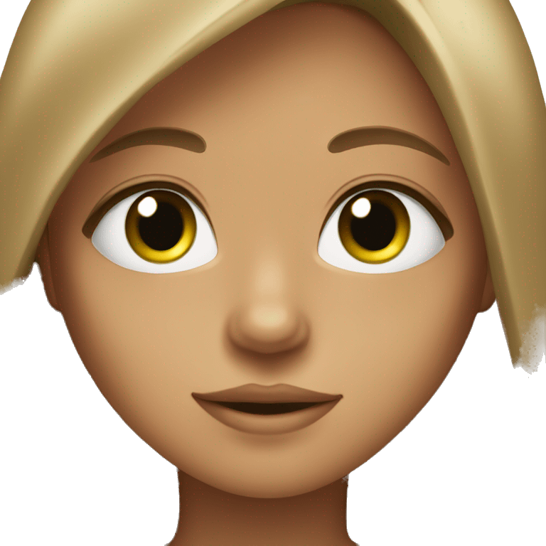 Tan girl with green eyes and brown long hair emoji