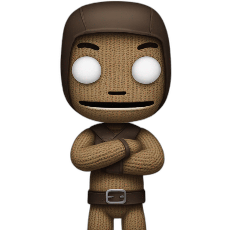 sackboy looking cross and arms folded emoji