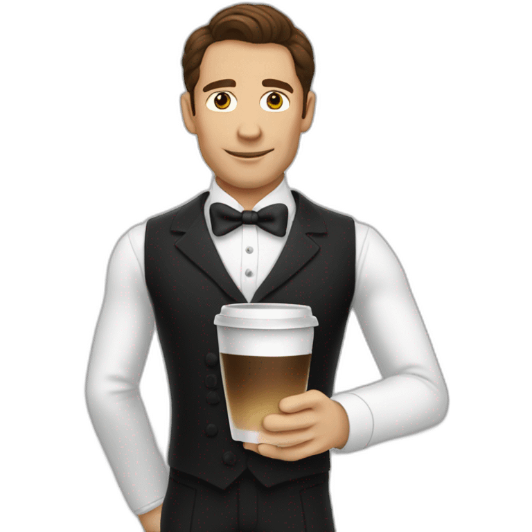 mr bond with brown hair drink hot coffee emoji