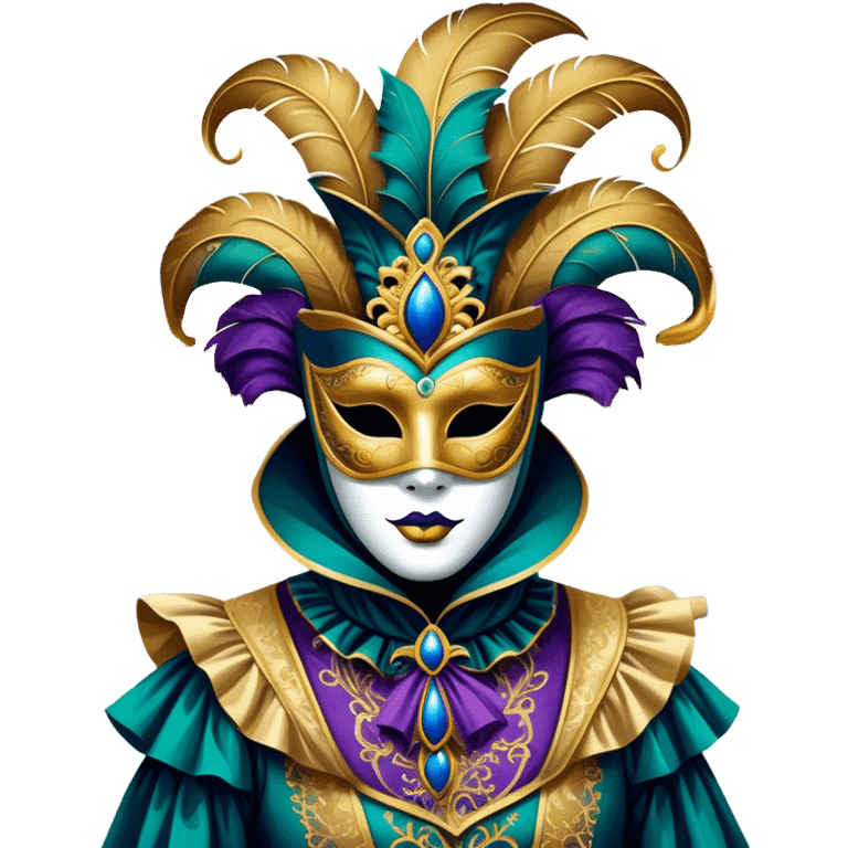 Venice Carnival performer – Cinematic Realistic Venice Carnival Performer, depicted in an opulent, elaborately masked costume with rich textures, vibrant colors, and dramatic, soft lighting, set against the historic backdrop of Venetian canals, capturing the mystery and extravagance of the carnival. emoji