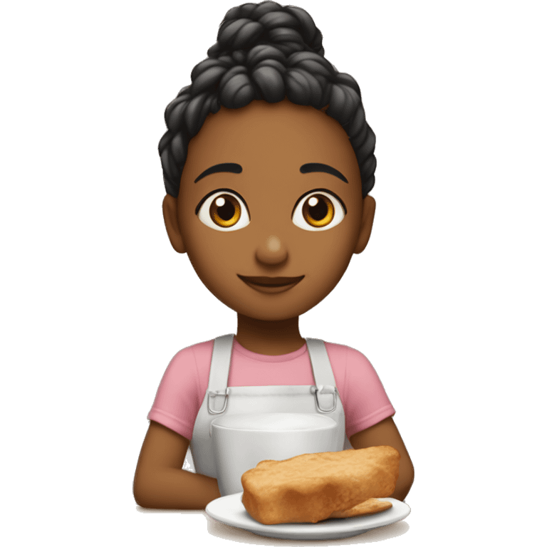 niña de pelo cafe con pecas y tamaño pequeño emoji