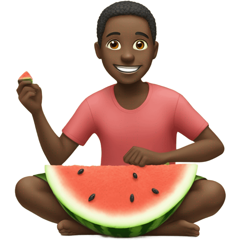 African eating watermelon emoji