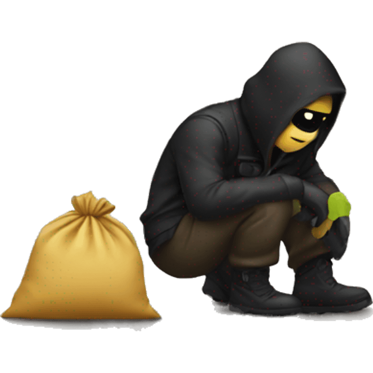 thief hiding bag in the ground emoji