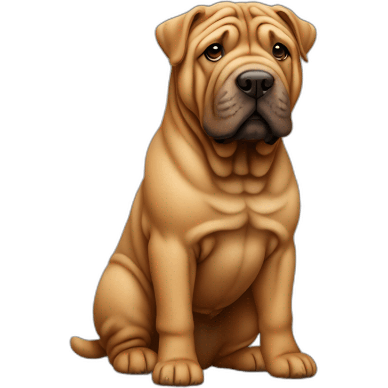 Brown Shar-pei dog, full body emoji