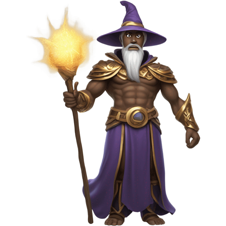 Magnificent wizard fighting a giant emoji