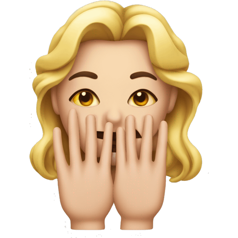 An emoji with close eyes, with big lashes and big lips that are puckering with hands on it side that have long nails and the fingers are touching that palm of the hand  emoji