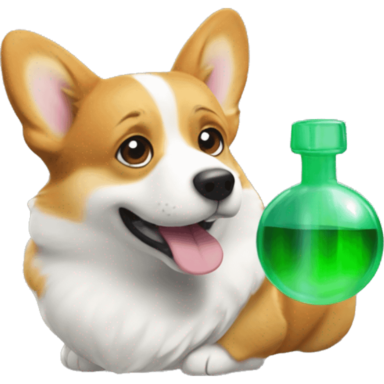 Corgi with green gasseous gas form next to it emoji