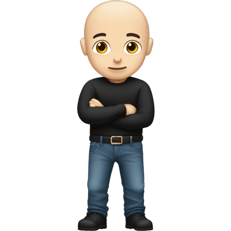 Really Shy Small bald men with black shirt and jeans  emoji