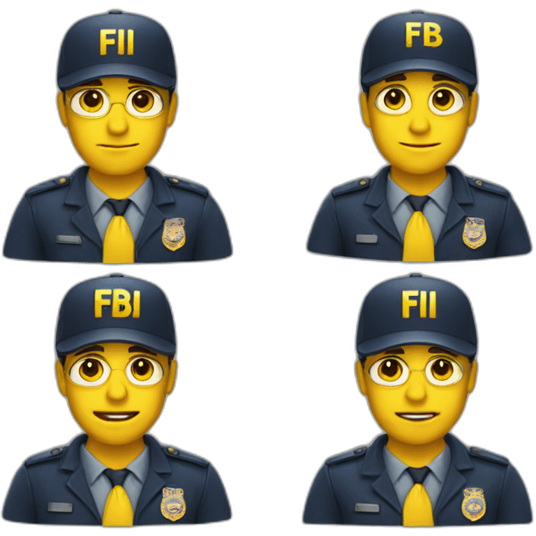 man with yellow "FBI" letters on his cap emoji