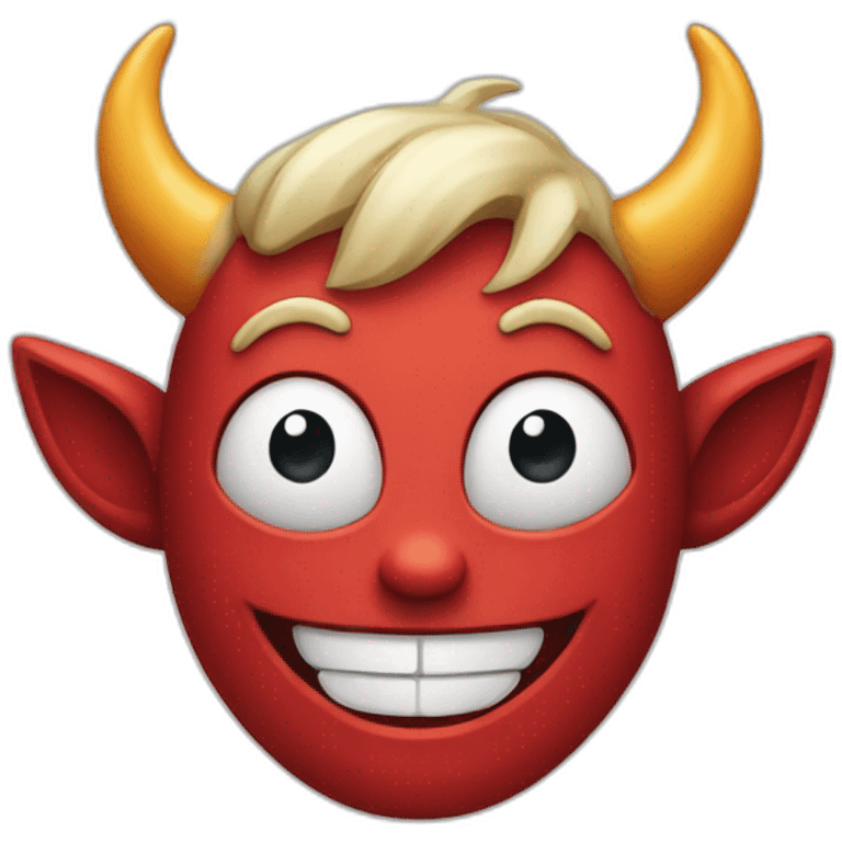 a cheerful face shows a gesture of fun and on his head he has devil horns emoji