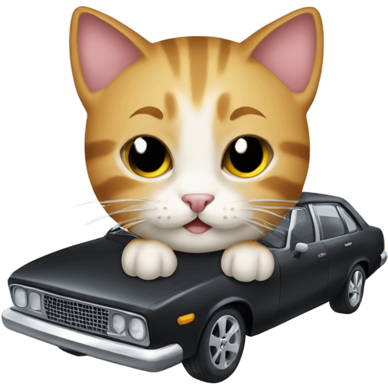 Cat with a wrench on a car hood emoji