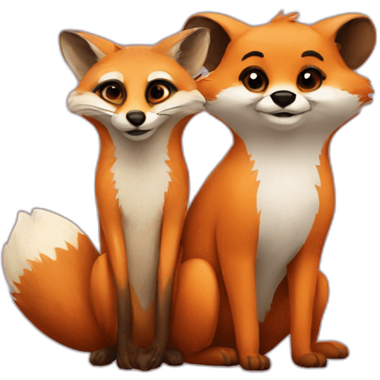 Fox and meerkat  in love emoji