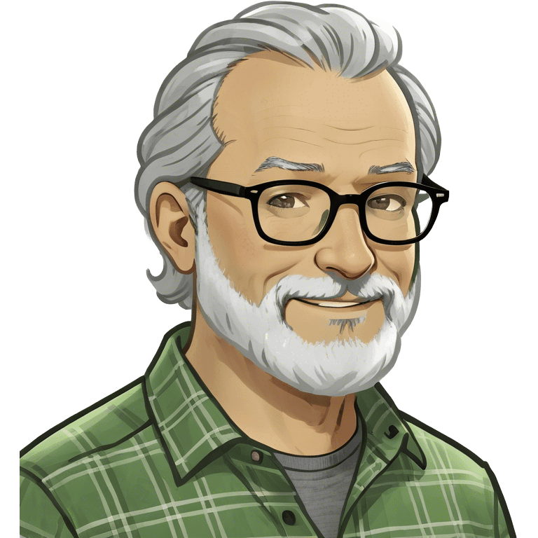 Man with grey har and beard in 50's emoji