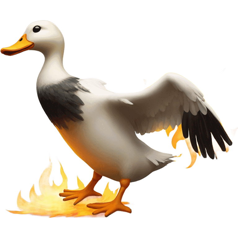 Duck meeting flaming skull guy emoji