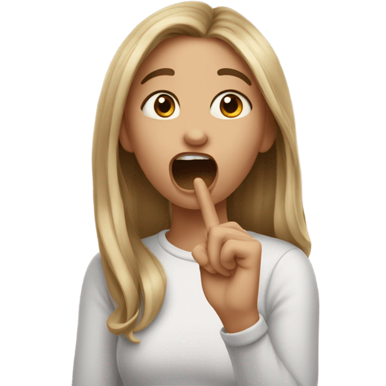 girl biting her finger in a nervously flirty way emoji