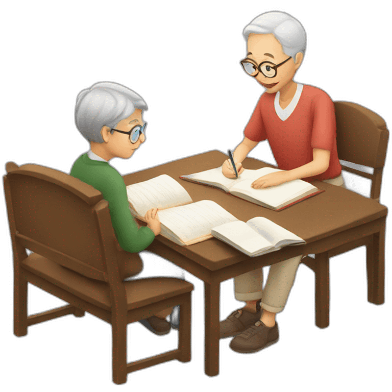 boy studying with grandparent emoji