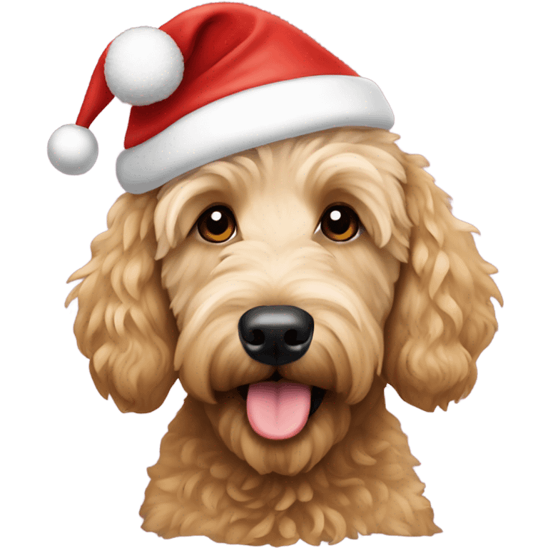 Goldendoodle with Santa hat emoji