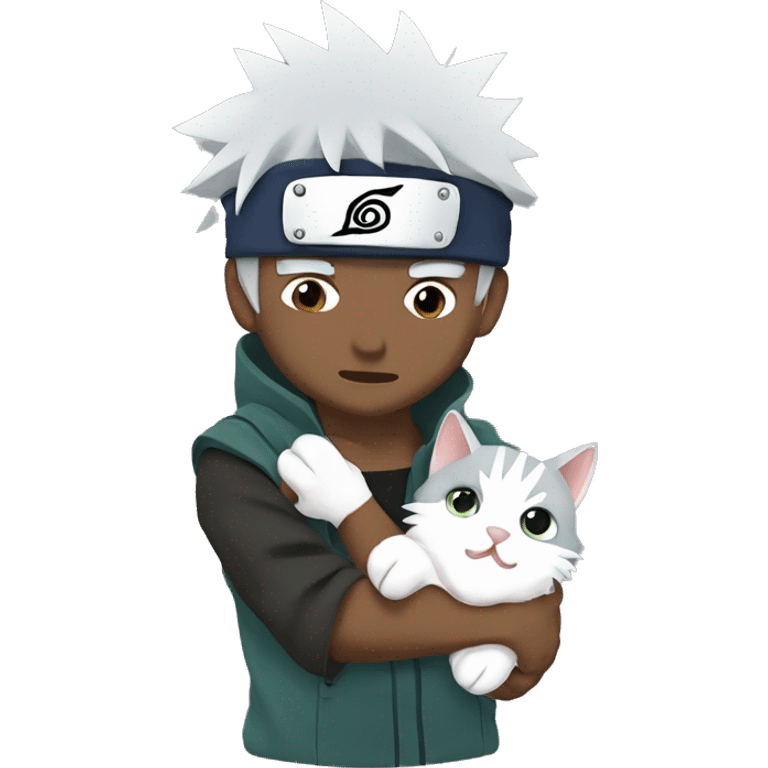 Kakashi from Naruto holding a kitten emoji