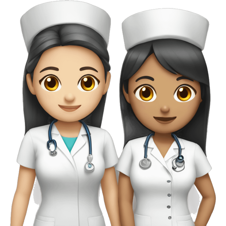 Japanese and Hispanic Nurse besties emoji