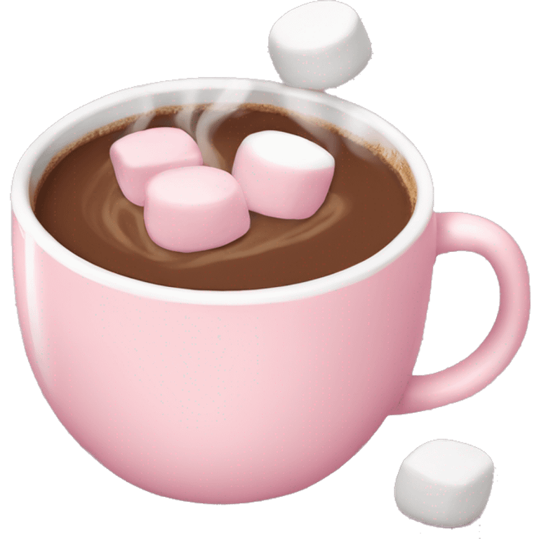 Light Pink mug of hot chocolate with marshmallows  emoji