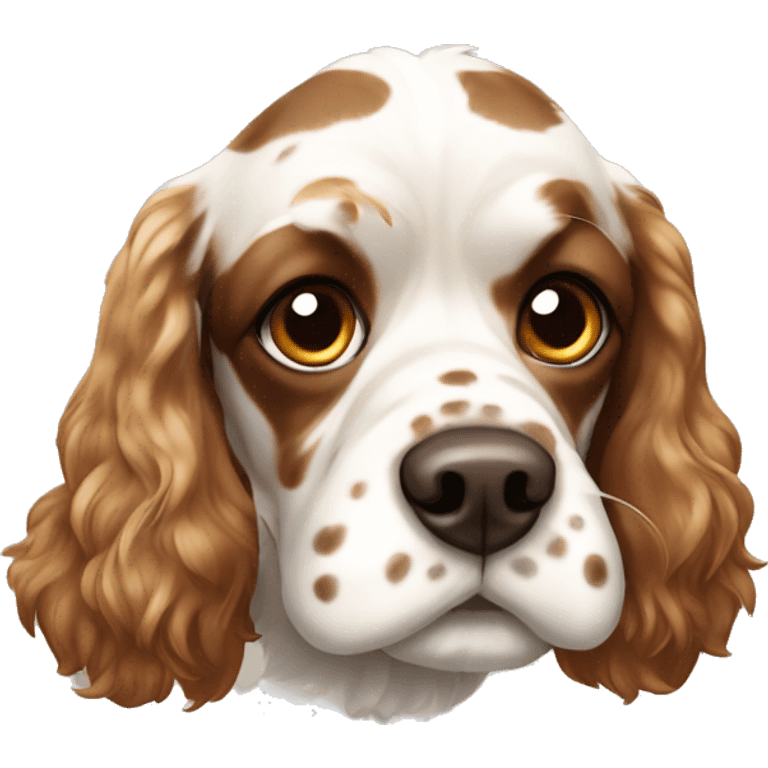 Cocker spaniel with brown and white spots and a Mohawk  emoji