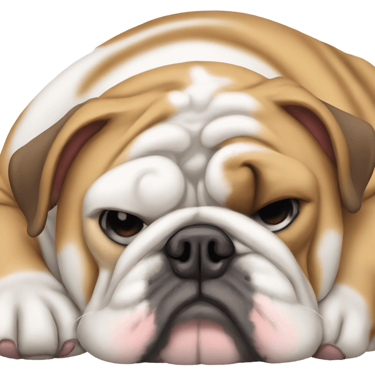 English bulldog sleeping curled up emoji