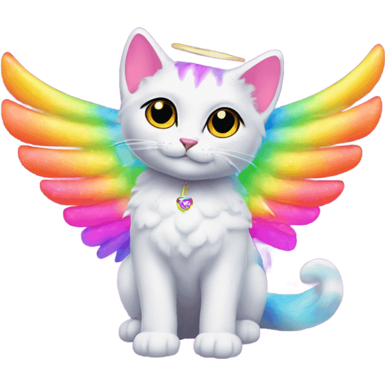 Lisa frank rainbow cat with angel wings emoji