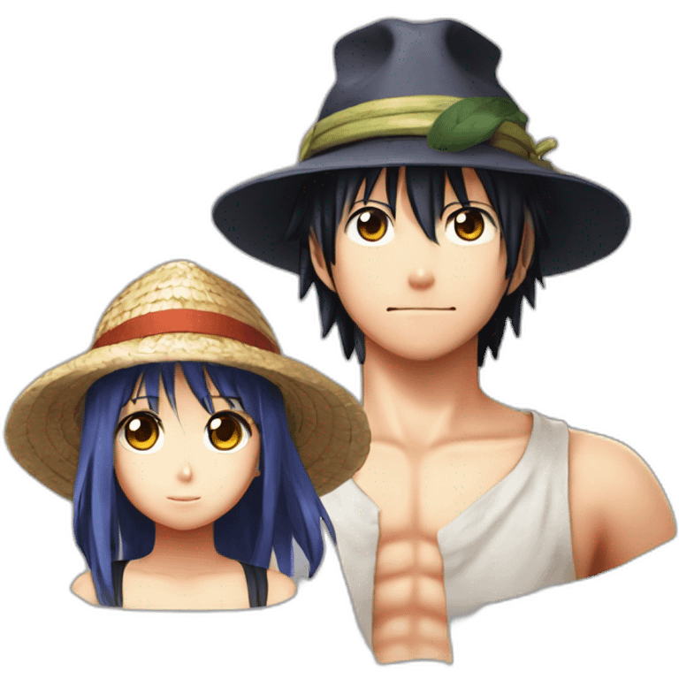 Hinata Shoyo avec le chapeau de paille de Luffy et avec le Sharingan de Sasuke emoji