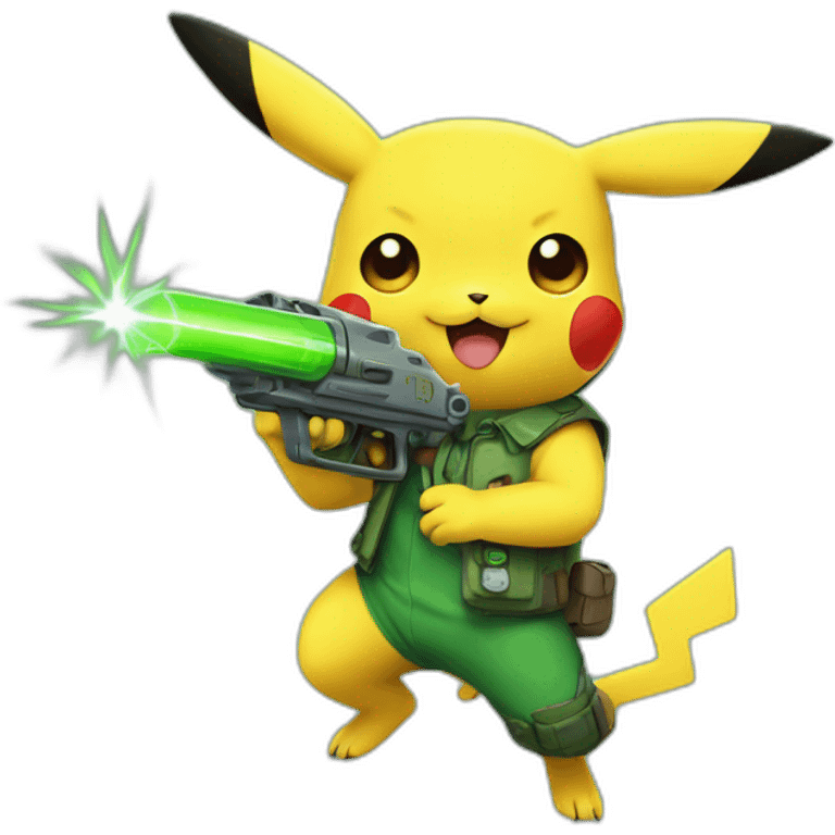 pikachu with green raygun emoji