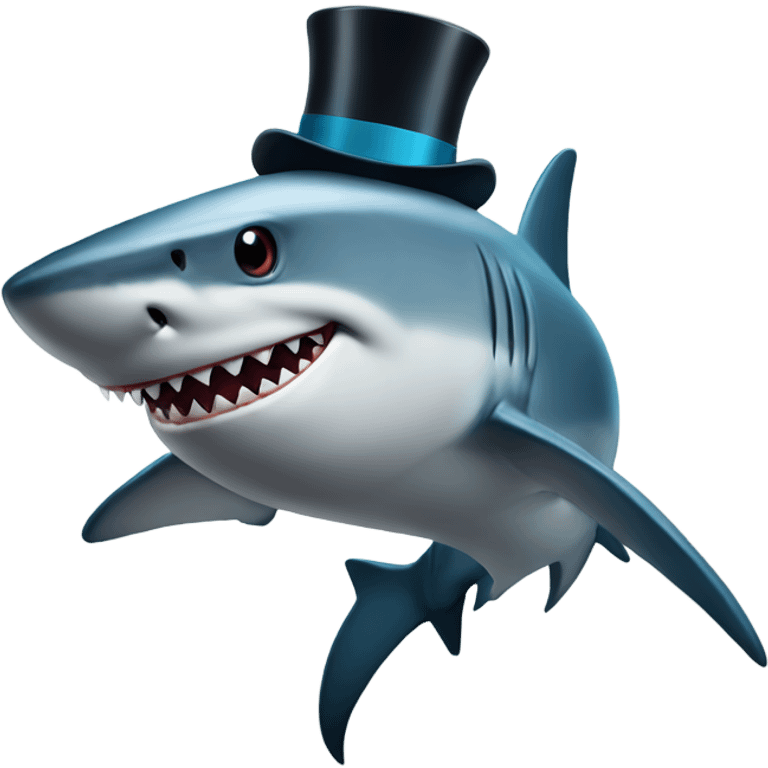 Shark with a top hat emoji