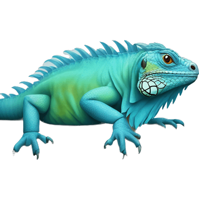 realistic crawling blue iguana  emoji