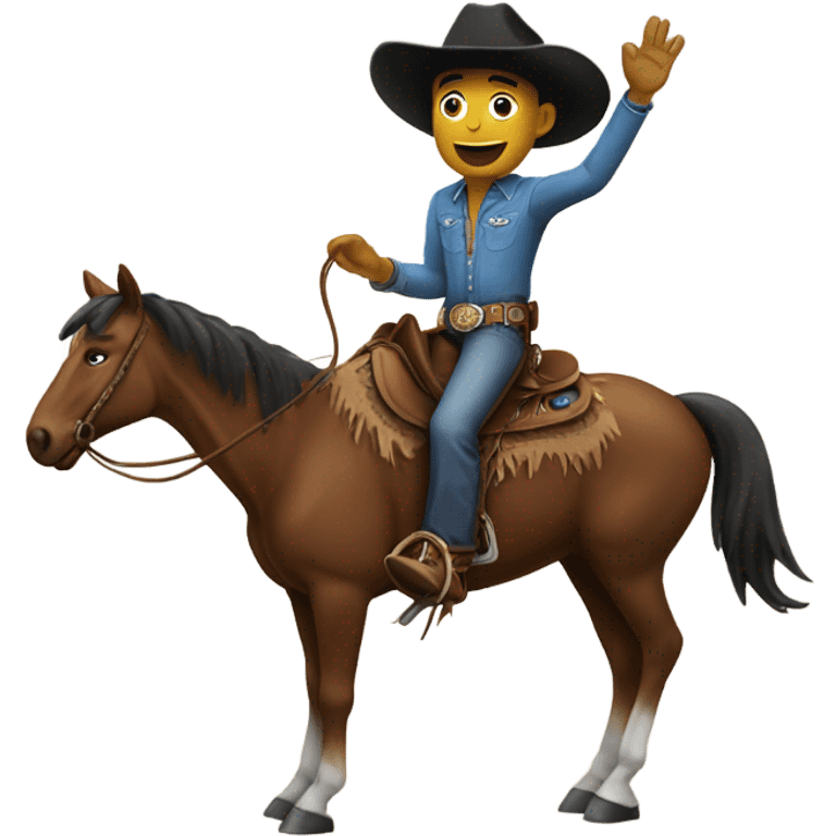 Cowboy riding horse waving the cowboy hat emoji