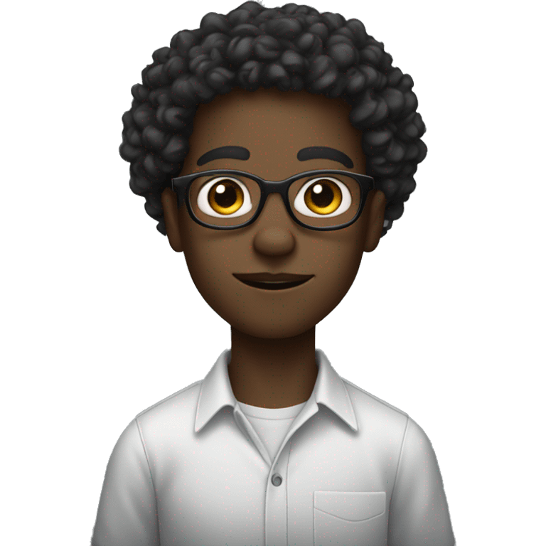 Black kid with specs and curly hair and jawline  emoji