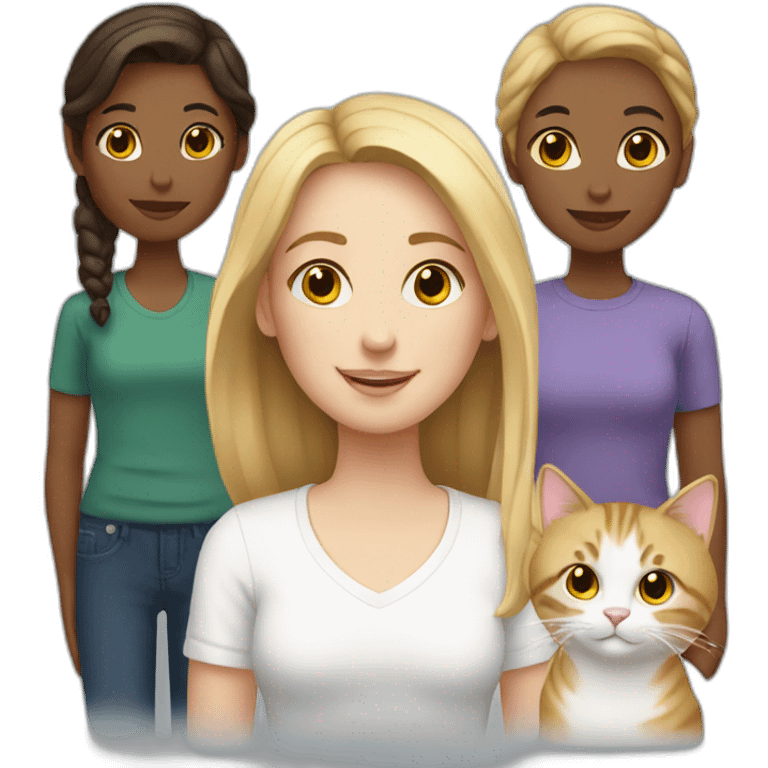 White family and cats 2 daughters emoji