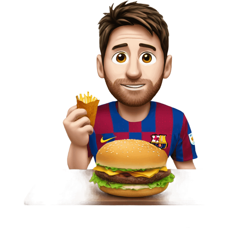 Messi eating burger emoji