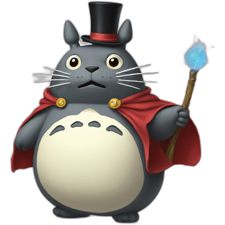 Totoro with magician cloak and wand emoji